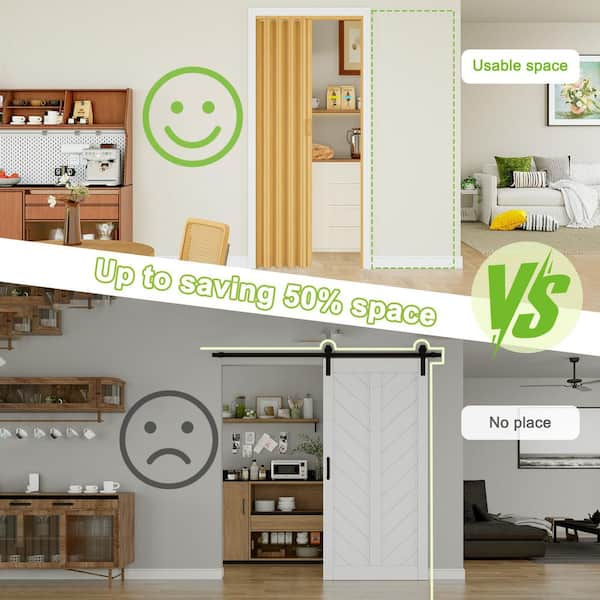 ARK DESIGN 72 in. x 80 in. OAK Vinyl PVC Panel Accordion Door