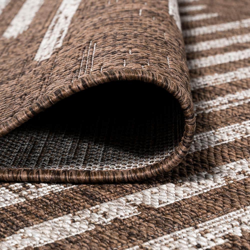 Brown and Beige 8' x 10' Synthetic Stripe Area Rug