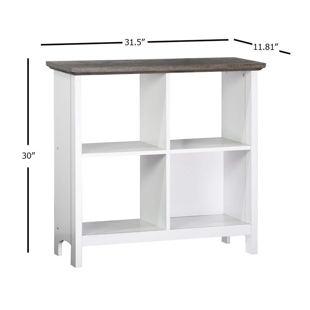 Olivia Gray Oak and White 4-Cube Wooden Bookcase
