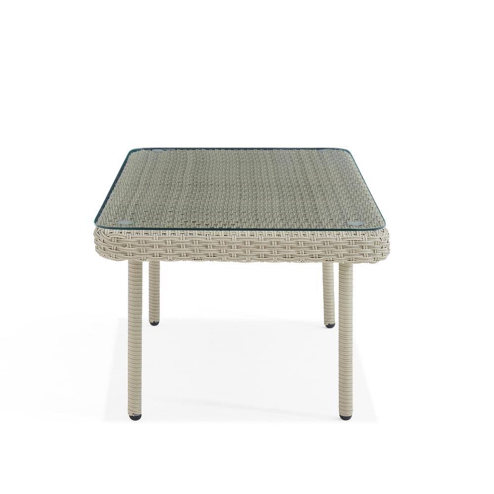 Windham Light Gray All-Weather Wicker Outdoor Coffee Table with Glass Top