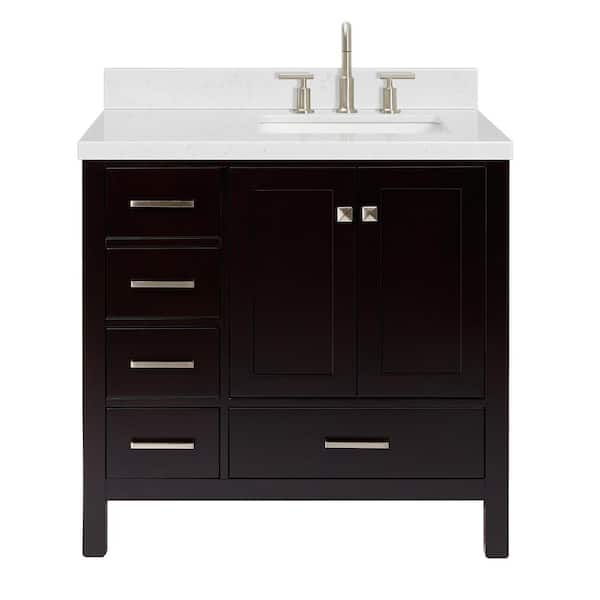 Cambridge 36 in. Single Sink Freestanding Bathroom Vanity in Espresso with Carrara White Quartz Top