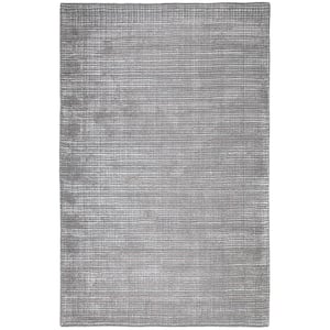 Paynes Silver 6 ft. x 9 ft. Rectangle Solid Pattern Wool Viscose Runner Rug