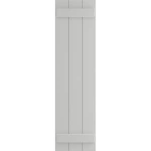 16-1/8 in. x 72 in. True Fit PVC Three Board Joined Board and Batten Shutters Pair in Hailstorm Gray