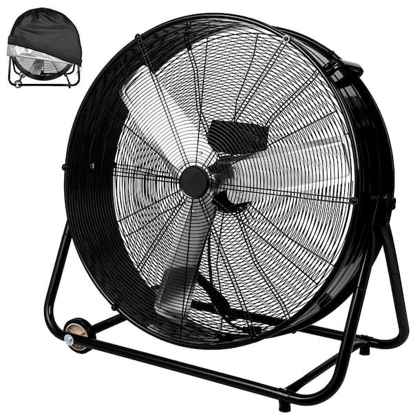 30 in. 3 fan speeds Drum Fan in Black with adjustable head
