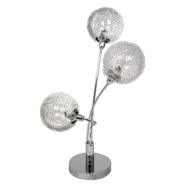 BAZZ Lume Series 21 in. Chrome Table Lamp with 3 Spheres