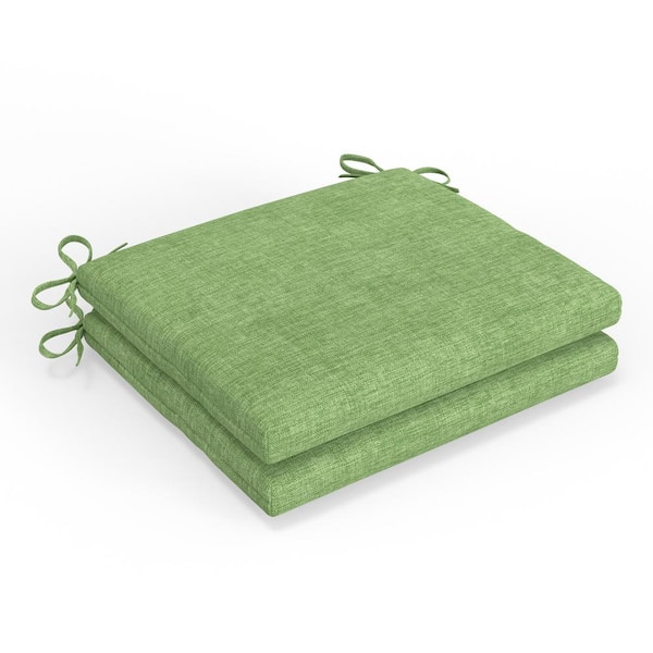 Pillow Perfect Solid Twill 18.5 in W x 3 in H Square Outdoor Chair Pad Cushion with Ties 2-Count in Splash Green