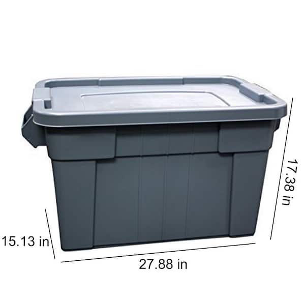 Rubbermaid Commercial Products Brute Tote Storage Container with  Lid-Included, 20-Gallon, Dark Green, Rugged/Reusable Boxes for  Moving/Camping/Storing