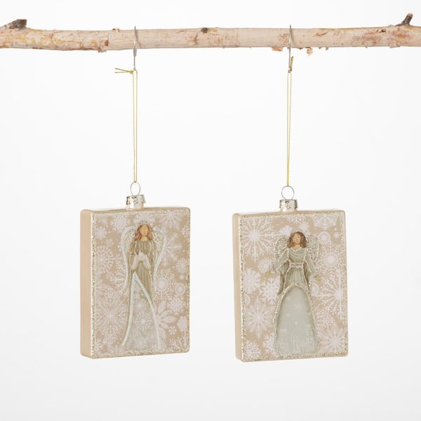 SULLIVANS 4.5 in. Gold Celestial Angels Ornament (Set of 2)