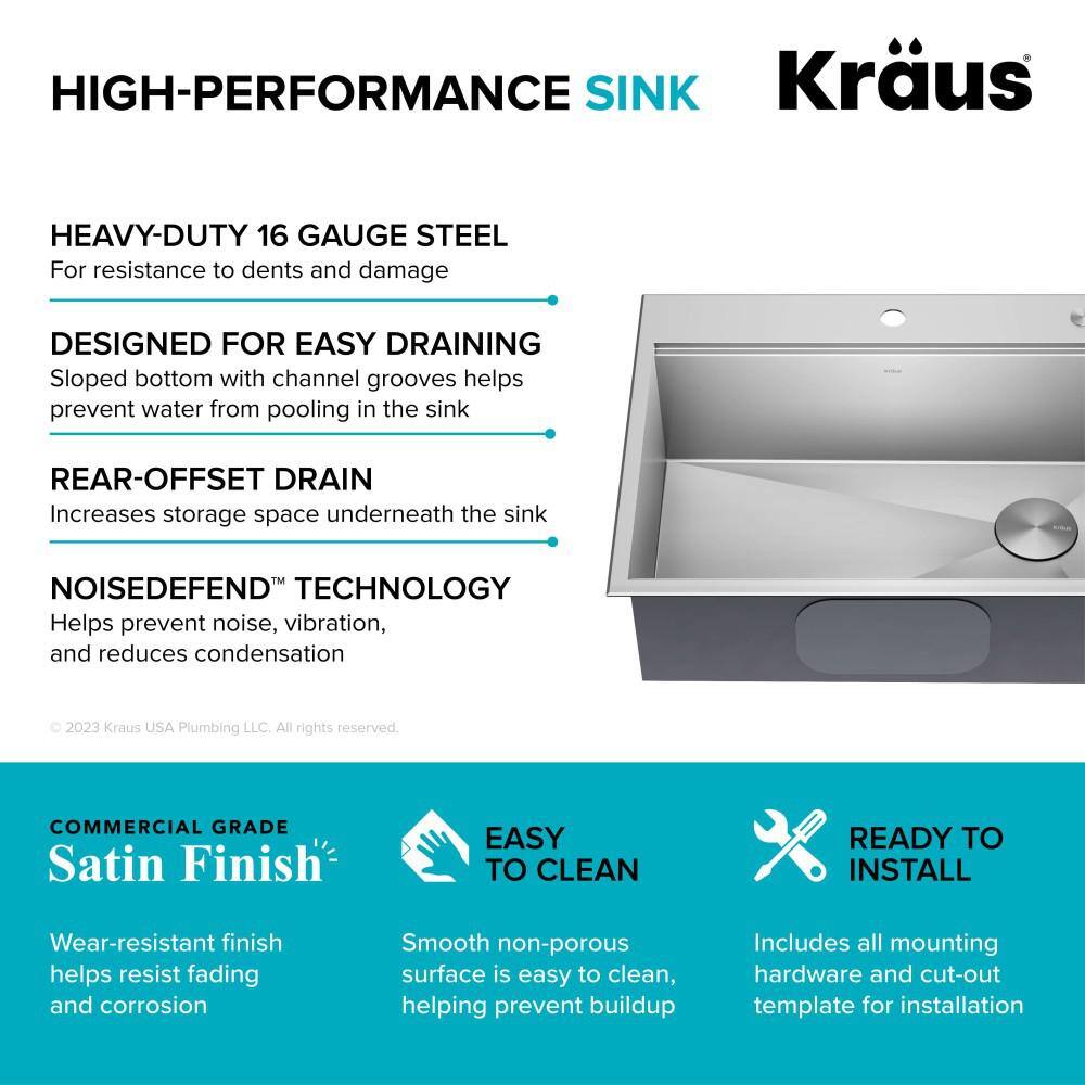 Kore 28-Inch Stainless Steel Drop-In Farmhouse Kitchen Sink