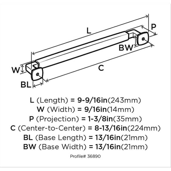 Stature 8-13/16 in. (224 mm) Matte Black Drawer Pull