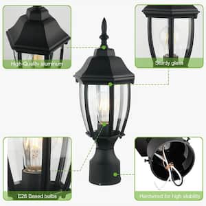 Dusk to Dawn Light 1-Light Fixture Black Metal Hardwired Outdoor Waterproof Post Light with No Bulbs Included (1-Pack)