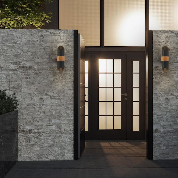 Chasm 1-Light Black Outdoor LED Wall Lantern Sconce