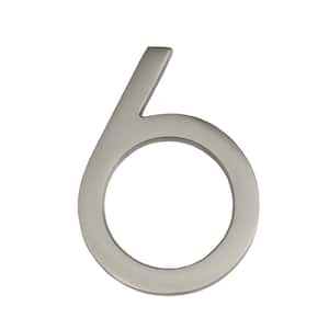 Frank Lloyd Wright Collection 4 in. Wright Satin Nickel Floating House Number 6