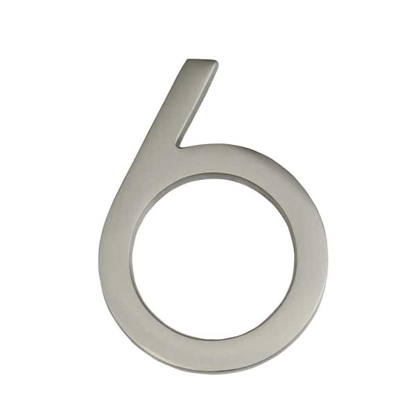 Architectural Mailboxes Frank Lloyd Wright Collection 4 in. Wright Satin Nickel Floating House Number 6