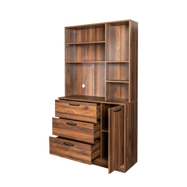 Unbranded 39.37 in. W x 15.75 in. D x 70.87 in. H Bathroom Brown Linen Cabinet