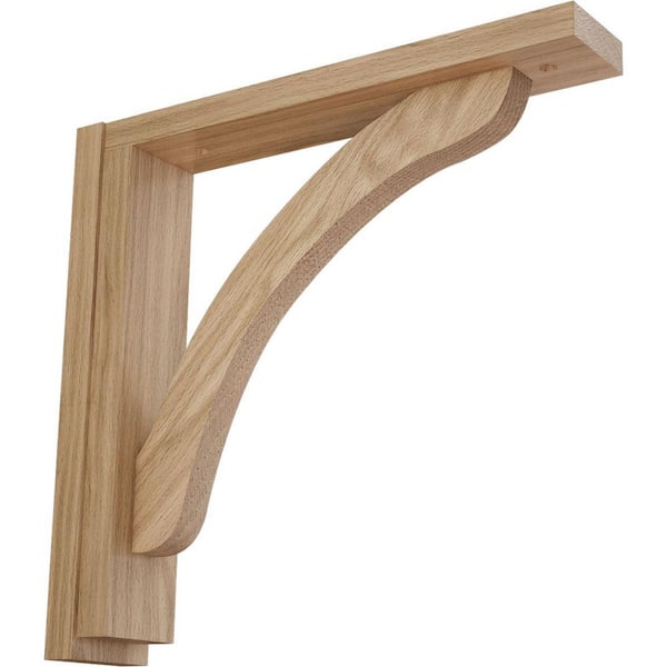 Ekena Millwork 2-1/2 in. x 12-3/4 in. x 12-1/4 in. Red Oak Reece Shelf Bracket