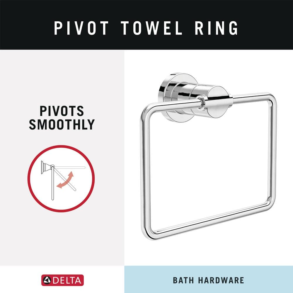 Nicoli Polished Chrome Wall Mounted Square Towel Ring