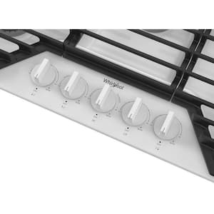 36 in. 5-Burners Recessed Gas Cooktop in White with SpeedHeat Burner