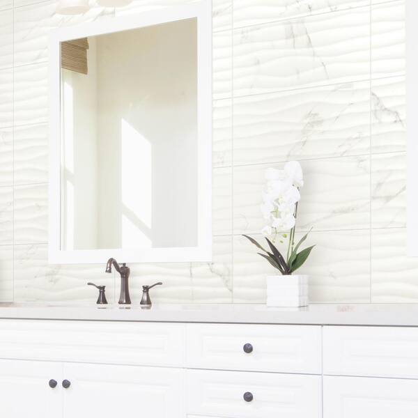 Marazzi Developed by Nature Calacatta 12 in. x 24 in. Glazed Ceramic Wave Wall Tile (14 sq. ft. / case)