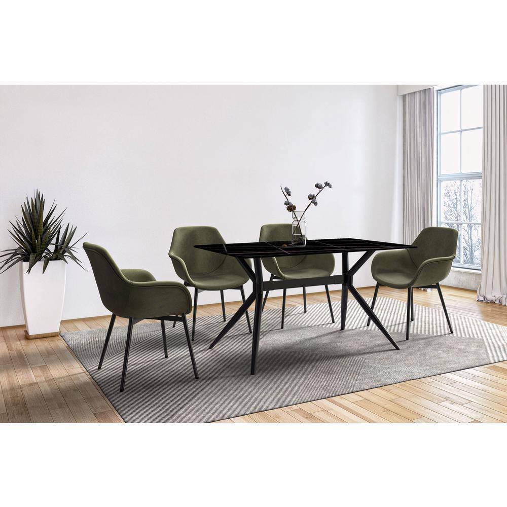Elega Modern Dining Table 71 in. Sintered Stone Rectangular Top and 4 Legs Stainless-Steel in Black/Gold Seats 10+