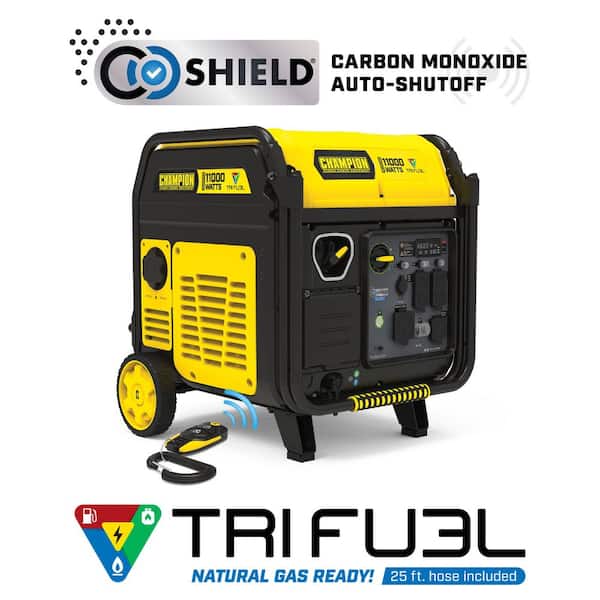 11,000/9,000-Watt Remote Start Gasoline, Propane and Natural Gas Tri Fuel Portable Inverter Generator with and CO Shield