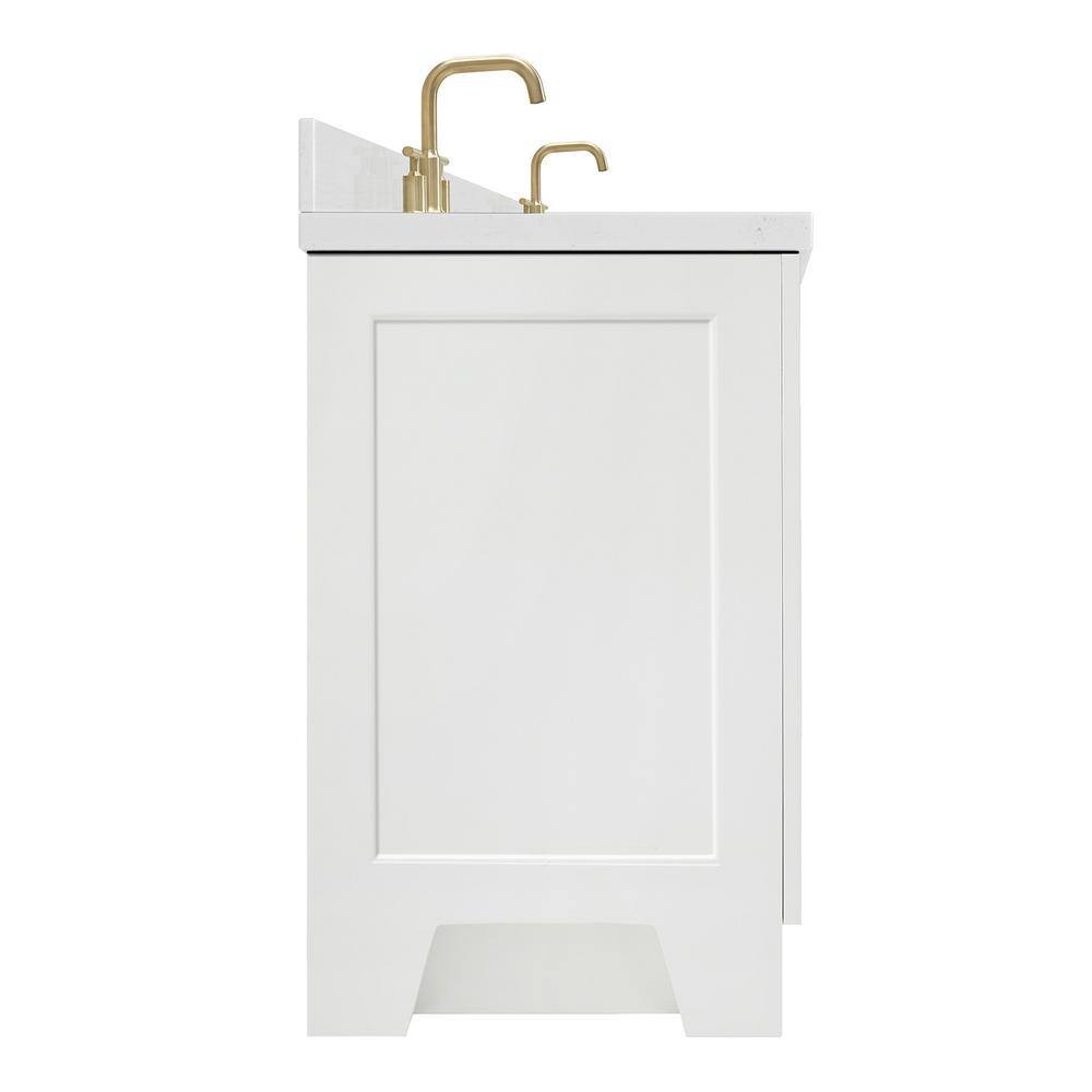 White Double Freestanding Bathroom Vanity with Quartz Top