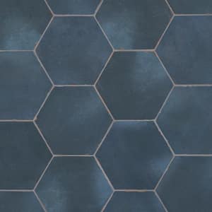 Alexandria Denim Blue Hexagon 5.5 in. x 6 in. Matte Floor and Wall Porcelain Tile (5.38 sq. ft. / Case)