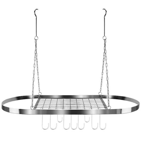 Oval Chrome Metal Hanging Pot Rack