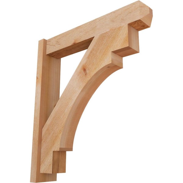 Ekena Millwork 6 in. x 34 in. x 30 in. Western Red Cedar Merced Craftsman Rough Sawn Outlooker