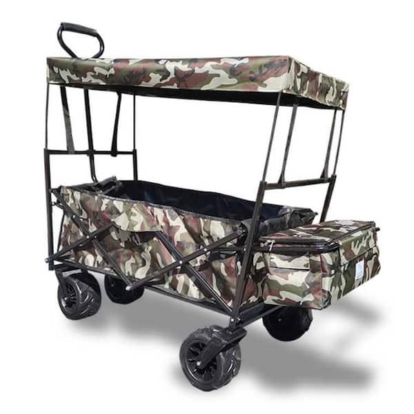 Runesay 37.4 in. L Steel Green Outdoor Garden Park Utility Kids Wagon Portable Beach Trolley Cart Camping Foldable Wagon