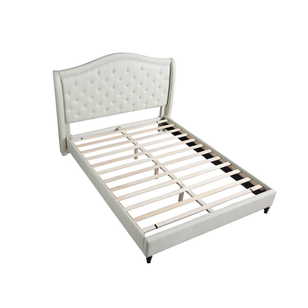 Kaiser Beige KinG Upholstered Tufted Platform Bed