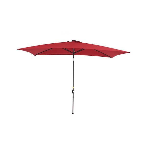 Unbranded 10 ft. Market Patio Umbrella in Red with LED