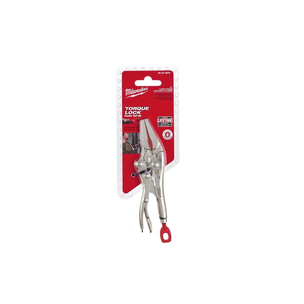 Milwaukee 4 in. L Nose Locking Pliers 48-22-3504 - The Home Depot