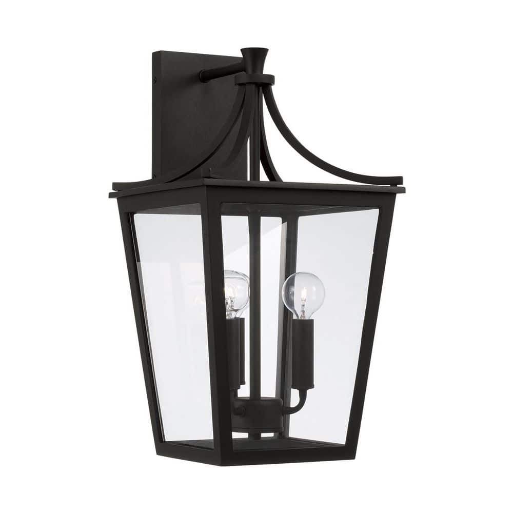 Adair 10 in. W x 19.25 in. H 3-Light Black Outdoor Harwired Wall Lantern Sconce with Clear Glass and No Bulbs Included price history on PriceWatchPro