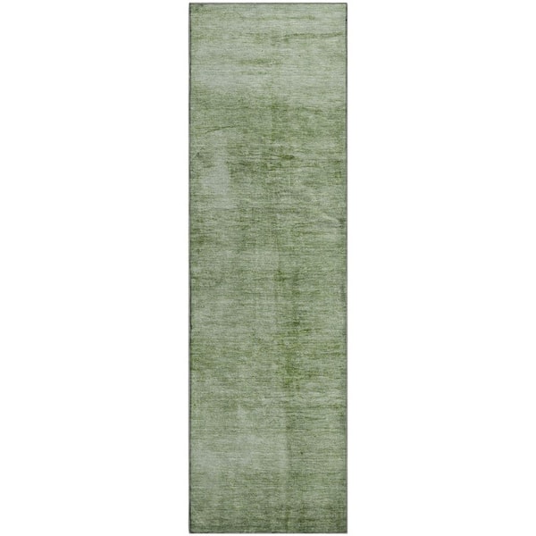 Mayfield Premium Machine Washable Abstract AMF1884 Aloe 2 ft. 3 in. x 7 ft. 6 in. Runner Rug
