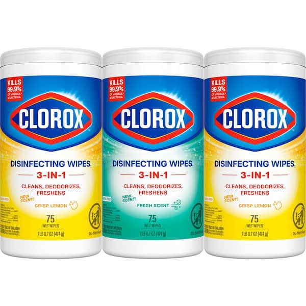 75-Count Crisp Lemon and Fresh Scent Bleach Free Disinfecting Cleaning Wipes (3-Pack)