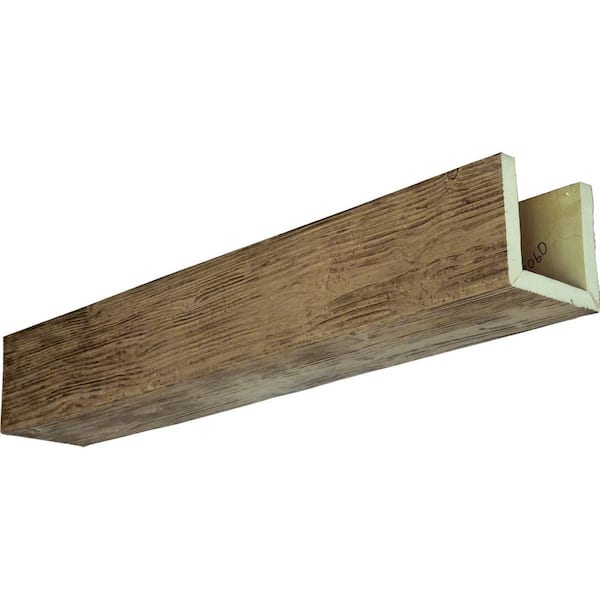 Ekena Millwork 4 in. x 10 in. x 8 ft. 3-Sided (U-Beam) Sandblasted Natural Golden Oak Faux Wood Ceiling Beam
