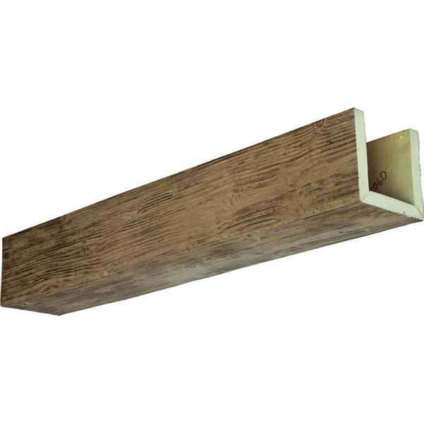 Ekena Millwork 8 in. x 10 in. x 22 ft. 3-Sided (U-Beam) Sandblasted Natural Golden Oak Faux Wood Ceiling Beam