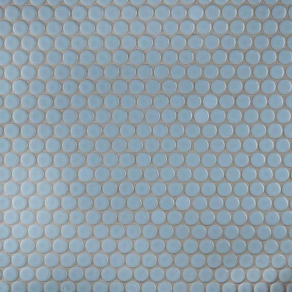 Merola Tile Hudson Penny Round Cashmere Blue 12 in. x 12 in. Porcelain Mosaic Tile (10.74 sq. ft. / Case)