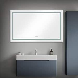 84 in. W x 32 in. H Rectangular Frameless Anti-Fog Wall Mounted LED Light Bathroom Vanity Mirror in Silver