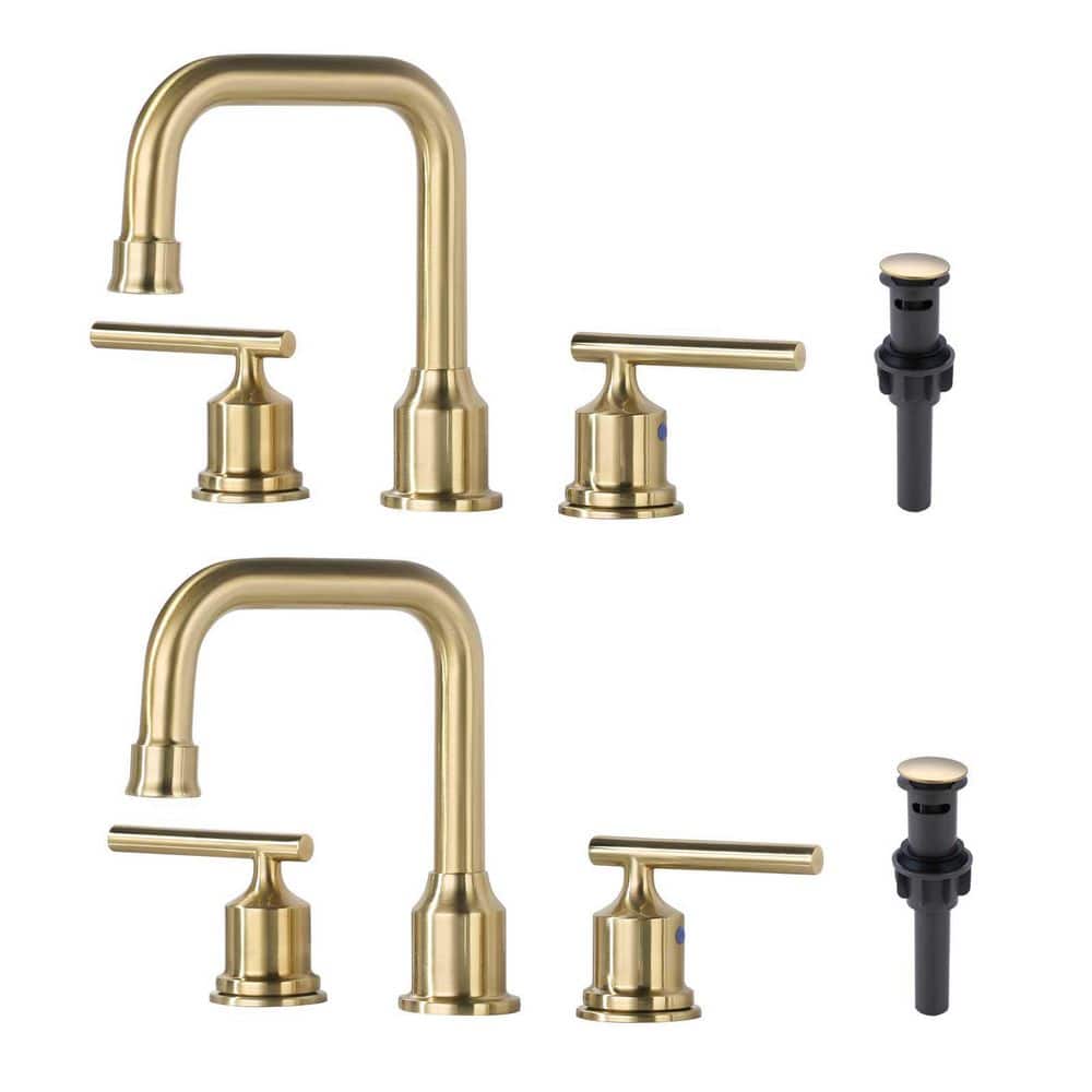 (2Pack)8 in. Widespread Bathroom Faucet with Pop Up Drain and Double Handle in Brushed Gold price history on PriceWatchPro