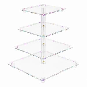 4-Tier Colorful Cake Stand, Acrylic Tower Display with LED Light, Dessert Tree Tower for Birthday, Weddings, Parties
