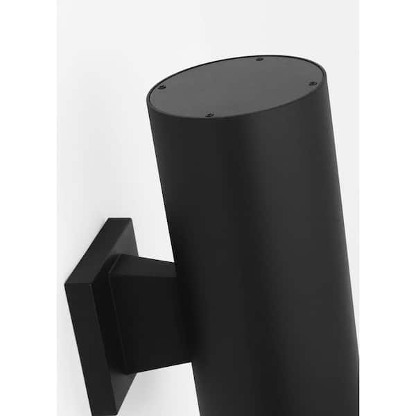 Generation Lighting - Outdoor Cylinders Medium 2-Light Textured Black StoneStrong Outdoor Wall Lantern