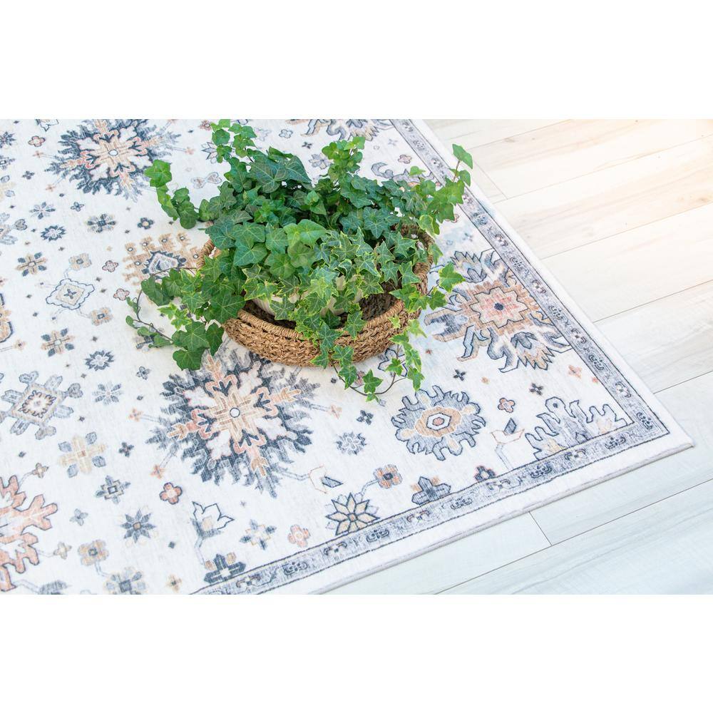 Aruba Cream and Gold Distressed Synthetic Area Rug