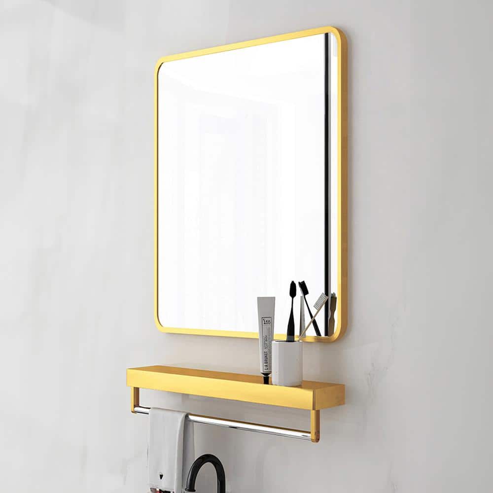 24 in. W x 30 in. H Rectangular Iron Framed Wall Bathroom Vanity Mirror