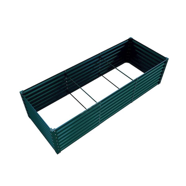Unbranded 1 Pack 8 x3x 2 ft. Galvanized Steel Raised Garden Bed Kit Retangular Metal Outdoor Bottomless Planter Raised Beds, Green