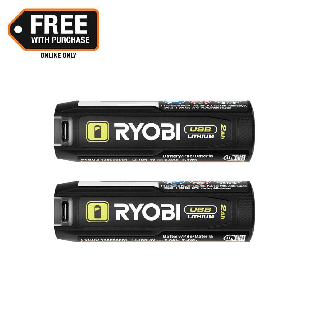 RYOBI USB Lithium 2.0 Ah Lithium Rechargeable Battery (2-Pack)