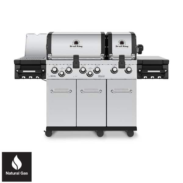 Broil King Regal S 690 PRO IR 6-Burner Natural Gas Grill in Stainless Steel with Infrared Side Burner and Rear Rotisserie Burner