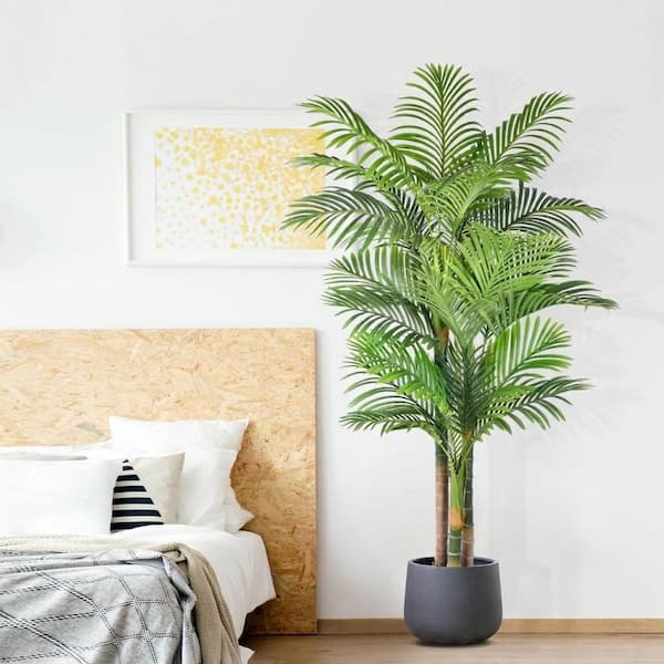Afoxsos 7 in. Triple Cane Palm Artificial Green Indoor/Outdoor