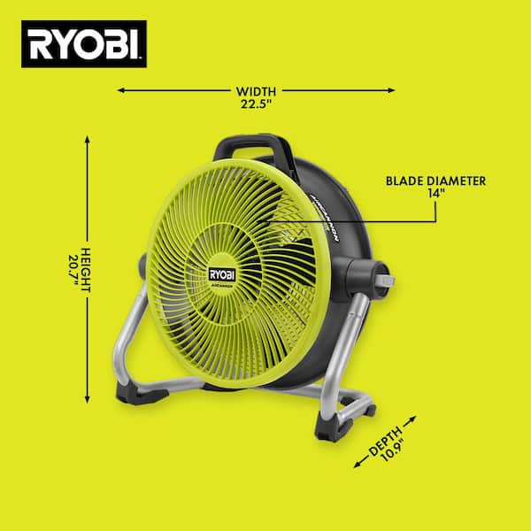 Bøde Bedst største RYOBI ONE+ 18V Cordless Hybrid WHISPER SERIES 14 in. Air Cannon Fan (Tool  Only) PCL813B - The Home Depot